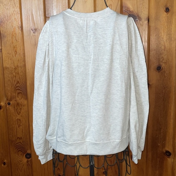 Ethereal crew neck pull over sweatshirt NWT gray puffed sleeve shoulders large - Picture 7 of 7